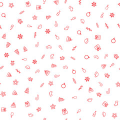 A white background with red Christmas-themed icons. Vector illustration