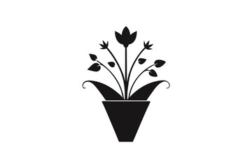 A minimalist logo for Florist company, silhouette black, vector illustration