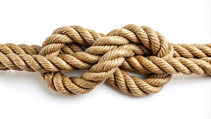 Strong and sturdy rope with securely tied knot isolated on white background