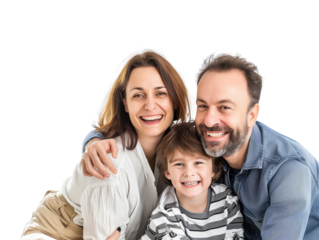 Family father mother son daughter kid studio photo white background