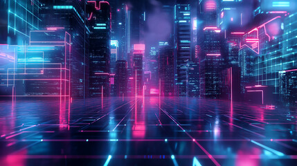 Fototapeta premium Futuristic Neon Cityscape
