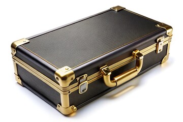 Stylish black and gold suitcase with handle