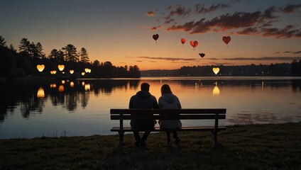 Fototapeta premium couple at sunset