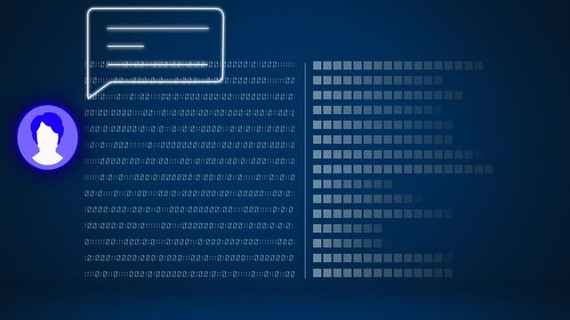 Animation of media icons over binary coding