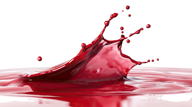 splash of red liquid on transparent background