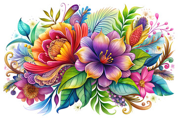 vibrant watercolor flower floral isolated on transparent background