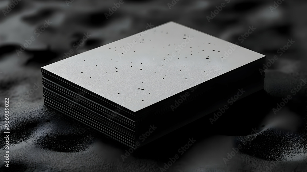 Poster a stack of blank cards on a textured surface, emphasizing minimalism and design.