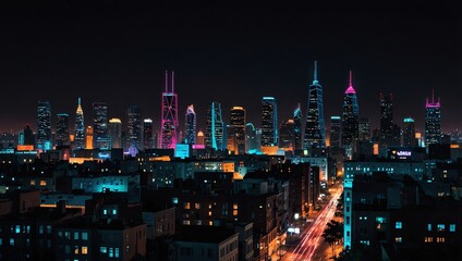 city skyline at night