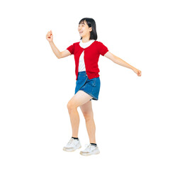 元気に歩く女の子　手作業で精密に切り抜いた背景透過全身写真PNG