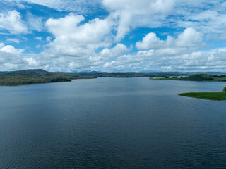 Aerial drone shot of lake tinaroo in Far North QLD