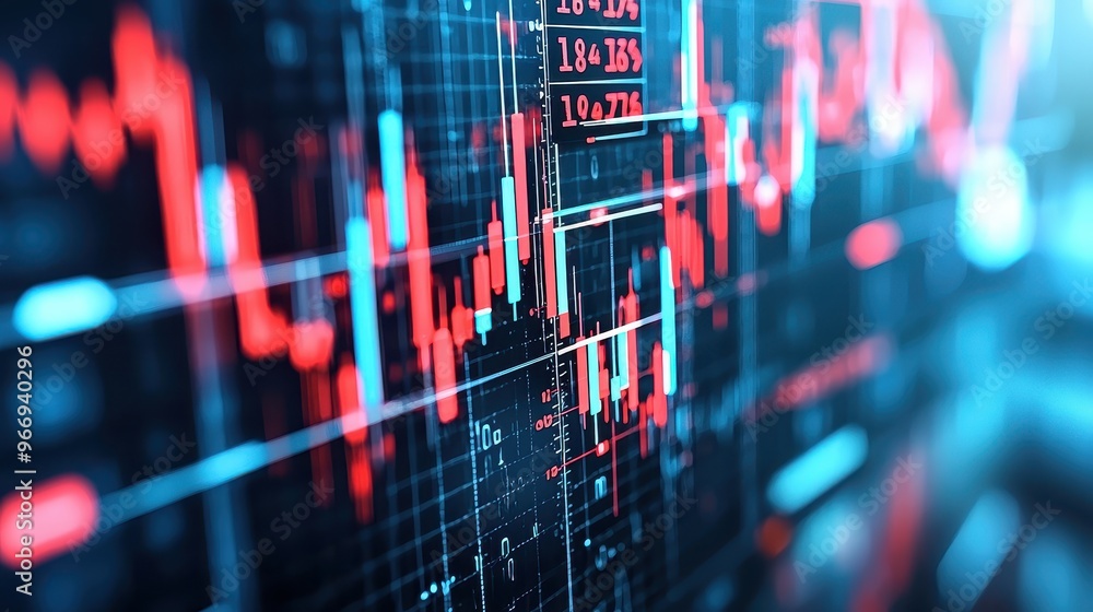 Aufkleber abstract stock market graph with numbers and lines