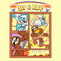 Sloth and Rabbit Olimpics Sport Character Illustration