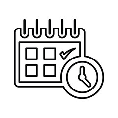 Calendar, clock, schedule icon. Outline vector.