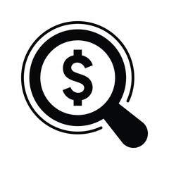 Finance, invest, search icon.