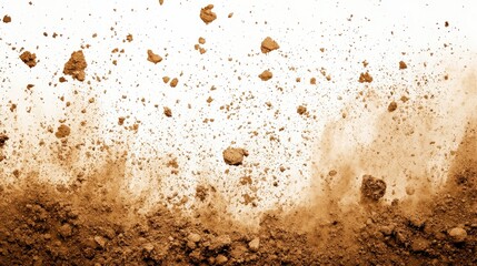 Brown Dirt Explosion Isolated on White Background