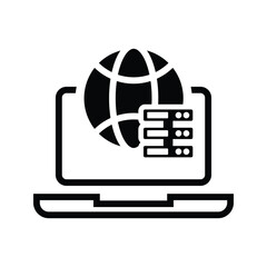 Global, laptop, big data icon.