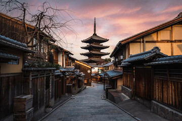 Yasaka Pagoda and Hokan-ji Temple, the famous tourist destination in Kyoto, Japan