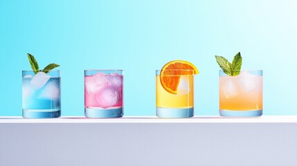 Colorful Cocktail Diversity on Modern Table Setting for Party Event