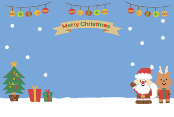 雪景色のクリスマスのフレームイラスト素材