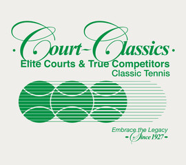 logo slogan graphic, retro tennis club university with sport, shield and laurel. city cleveland, health and fitness club summer SS25 tennis crest sport