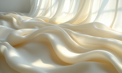 Gentle Morning Sunlight with Soft Shadows on Clean White Fabric, Subtle Folds Creating Cinematic Warmth, Minimalist and Serene Atmosphere with Timeless Elegance and Calm Peacefulness