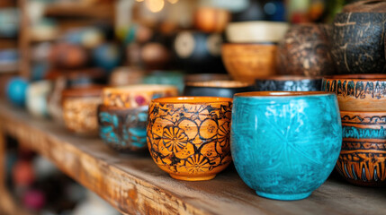Fototapeta premium Coconut Crafts: Images of handmade crafts and decorations made from coconut shells or fibers, showcasing their use in art and design.