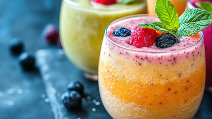 Coconut Smoothies: Images of vibrant coconut smoothies with tropical fruits, often served in fun, colorful glasses.