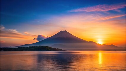 Sunrise above Mount Rinjani volcano on Gili Air, Lombok
