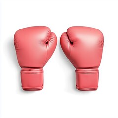 Pair of Pink Boxing Gloves Resting Next to Each Other on a White Background