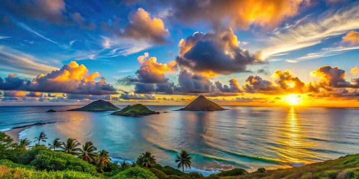 Sunrise over Mokes in Kailua, Oahu, Hawaii