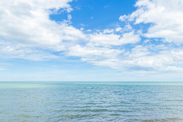 Nature daylight and blue sky with white clouds floating on at morning over the sea.