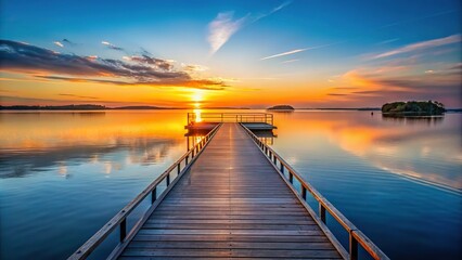 Fototapeta premium sunset at small pier on shore of Lauttasaari Helsinki