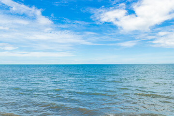 Nature daylight and blue sky with white clouds floating on at morning over the sea.
