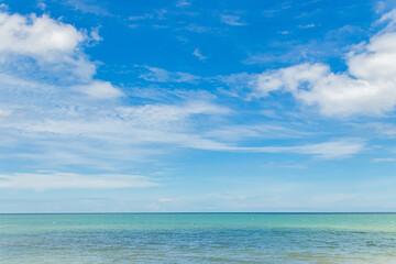 Nature daylight and blue sky with white clouds floating on at morning over the sea.