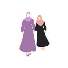 vector illustrations of hijab female characters