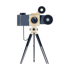 movie camera on a tripod