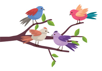 Birds sitting on the branch