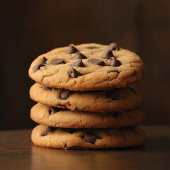 delicious stack of soft, chewy chocolate chip cookies, with rich chocolate chips baked into golden...