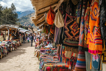 Naklejka premium Local market with traditional crafts