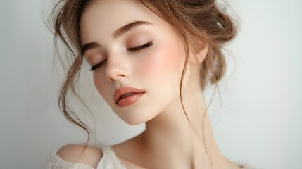 Portrait of beauty of young woman with blonde hair