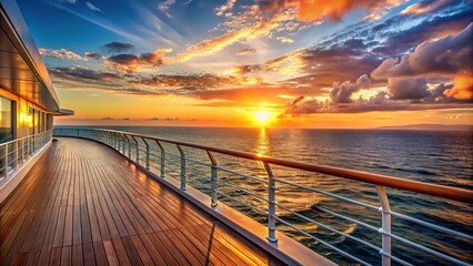 Sunset view from luxury cruise ship open deck