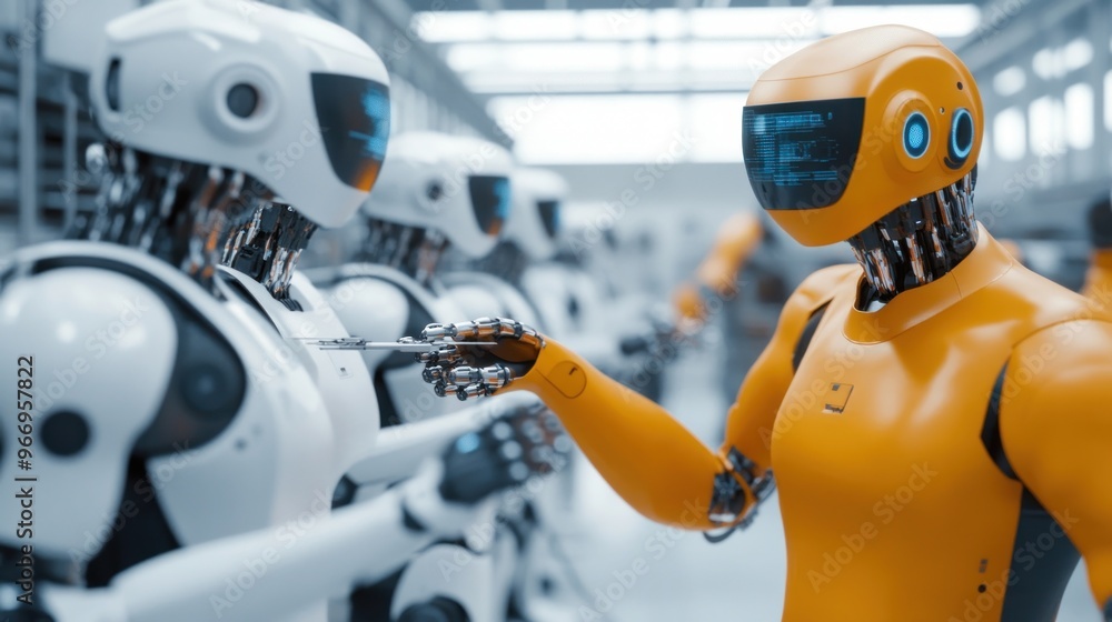 Poster Robots in an Assembly Line.
