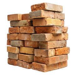 Obraz premium A Stack of old bricks isolated on transparent background
