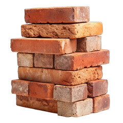 Obraz premium A Stack of old bricks isolated on transparent background