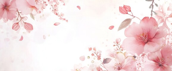 Blooming Sakura Pink Cherry Blossoms in Full Spring Glory Background