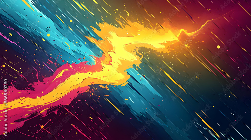 Poster abstract vibrant artwork featuring dynamic colors and flowing patterns.