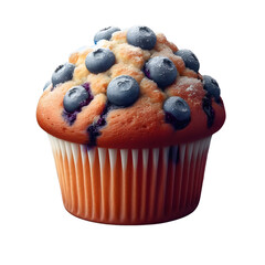 Blueberry muffin on transparent background.
