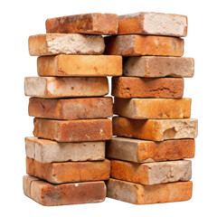 A Stack of old bricks isolated on transparent background
