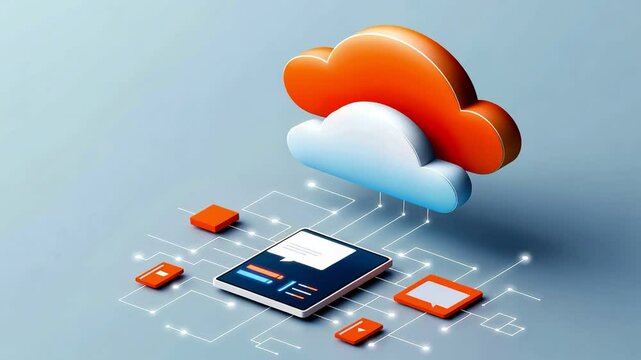 Cloud-based document management system in action, smart devices