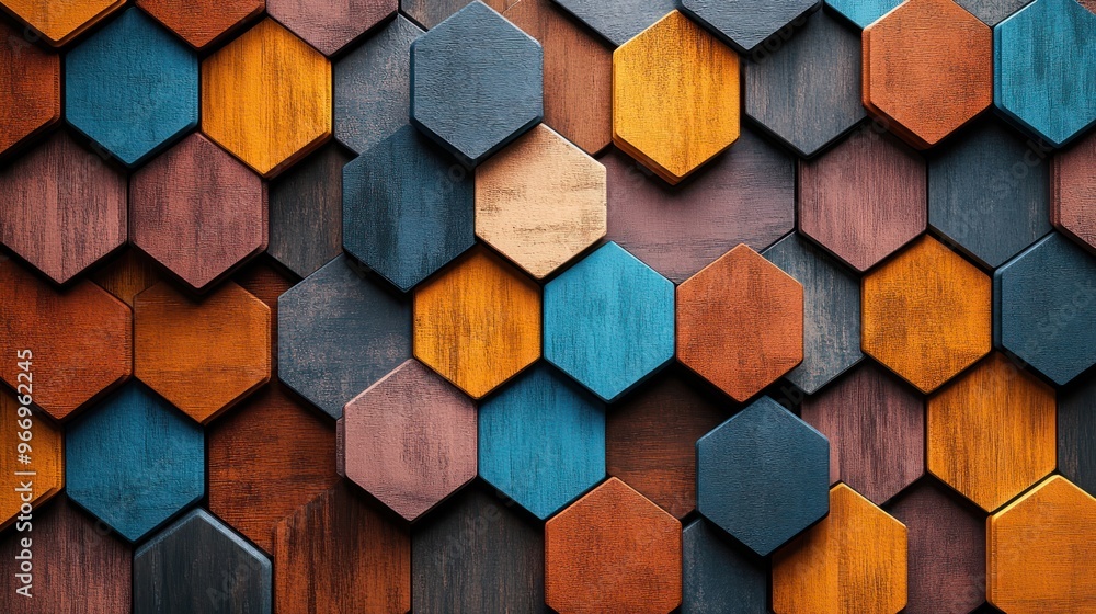 Poster abstract wooden hexagon pattern.